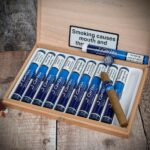 J. Cortes High Class Sumatran Cigars in signature blue packaging for European distribution.