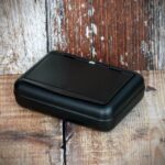 Matte black tobacco tin with paper holder premium storage case